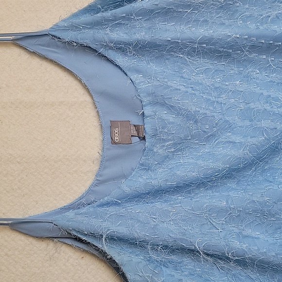 NWT Asos Tall Cami Tank Top Baby Blue with Soft Metallic Fringe - Size 18 Tall - Picture 3 of 9